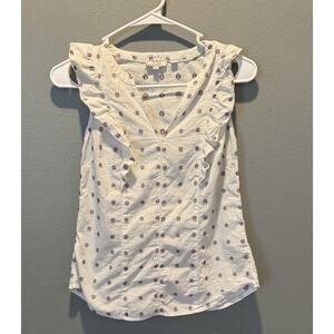 Fat Face White Embroidered Ruffle Sleeveless Top UK Size 6/US Size 2
